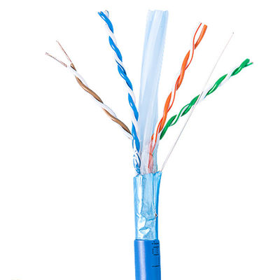 برهنه مس جامد Cat6a Lan Cable Shielded Riser 1000ft آبی 23AWG 750MHz PoE++