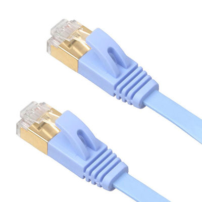 کابل‌های شبکه اترنت تخت 4 فوتی Cat6 آبی با کانکتورهای Rj45 بدون Snagless محافظ طلایی