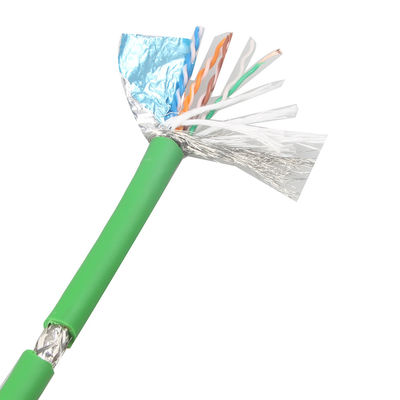 کابل اترنت با انعطاف پذیری بالا Cat 5e SFTP AWG26 PVC سبز RJ45 برای کاربردهای صنعتی