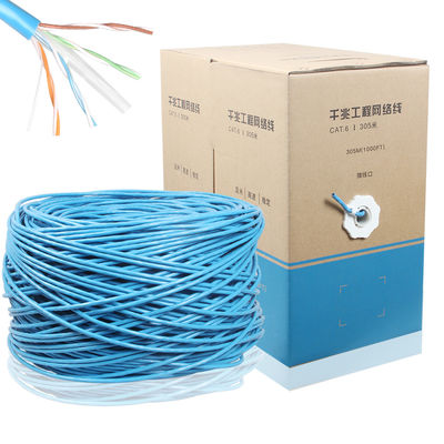 کابل اینترنت 1000FT CCA CAT6 UTP Lan Cable 4PR 24AWG 0.48mm 305M خاکستری