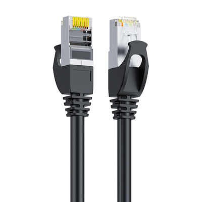 کانکتور مشکی SFTP Cat6 Patch Cord Double Shielded 24AWG Pure Copper RJ45 کانکتور