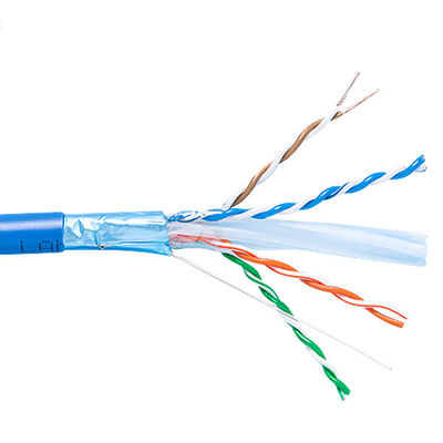 برهنه مس جامد Cat6a Lan Cable Shielded Riser 1000ft آبی 23AWG 750MHz PoE++