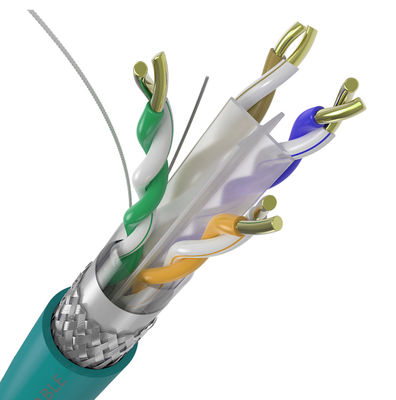 کابل FTP 4 جفت 23AWG 550 مگاهرتز RJ45 Cat6a، کابل دوگانه محافظ اترنت Cat6a