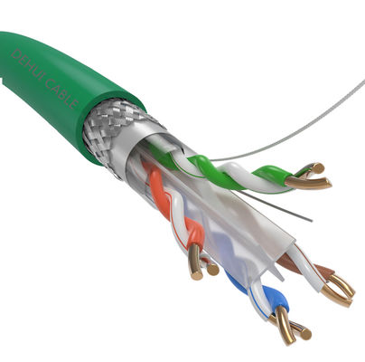 کابل FTP 4 جفت 23AWG 550 مگاهرتز RJ45 Cat6a، کابل دوگانه محافظ اترنت Cat6a