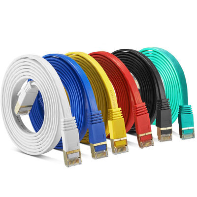 کابل تخت 10 گیگابیت بر ثانیه RJ45 Cat7، کابل محافظ Cat 7 برای اترنت گیگابیتی