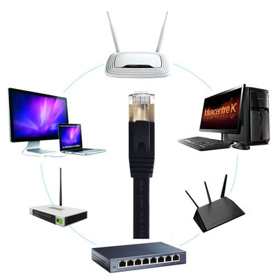 کابل تخت 10 گیگابیت بر ثانیه RJ45 Cat7، کابل محافظ Cat 7 برای اترنت گیگابیتی