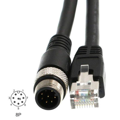 ROHS Cat6 Industrial Ethernet Cable M12 D Code 8 pin to RJ45 for Fieldbus Sensor
