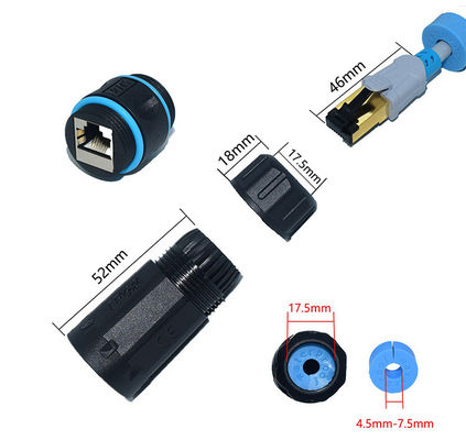 کانکتور ضد آب IP68 داخلی CAT6 STP زن به زن