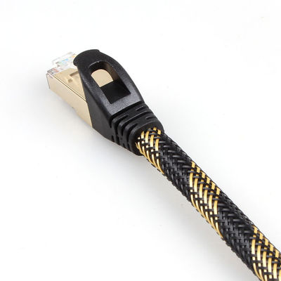 کابل اترنت محافظ ISO Gigabit Cat 7 نایلون مشکی زرد بافته شده