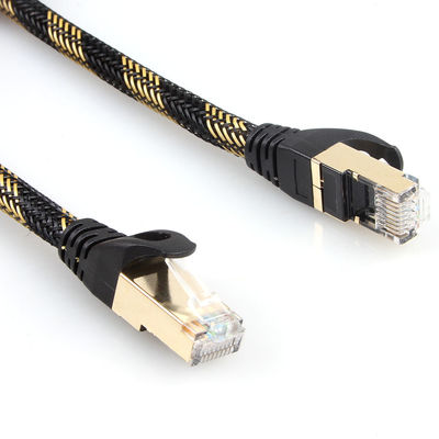 کابل اترنت محافظ ISO Gigabit Cat 7 نایلون مشکی زرد بافته شده