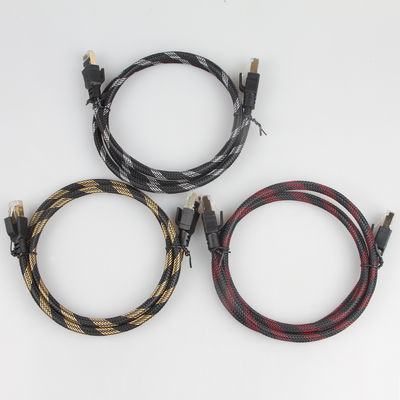 SFTP RJ45 Cat 8 کابل اترنت فضای باز نایلونی بافته مشکی زرد
