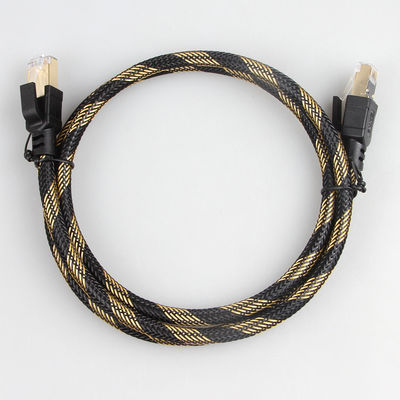 SFTP RJ45 Cat 8 کابل اترنت فضای باز نایلونی بافته مشکی زرد