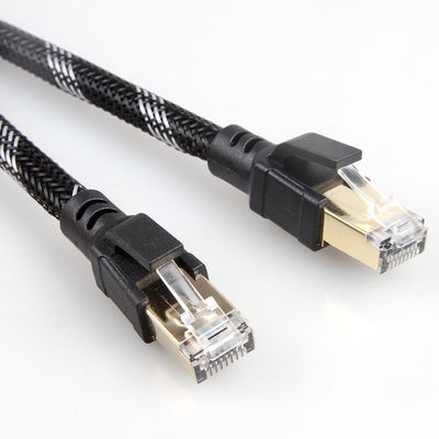 کابل پچ Cat8 داخلی در فضای باز نایلون بافته شده 26AWG 40Gbps 2000MHz S/FTP
