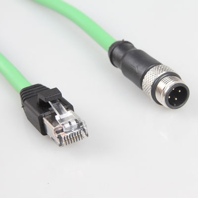 کابل اترنت صنعتی دوربین سبز M12 4Pin به RJ45 Gigabit Stable