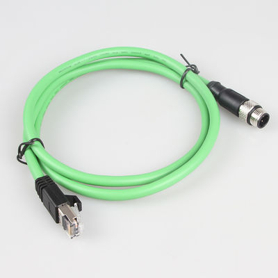 کابل اترنت صنعتی دوربین سبز M12 4Pin به RJ45 Gigabit Stable