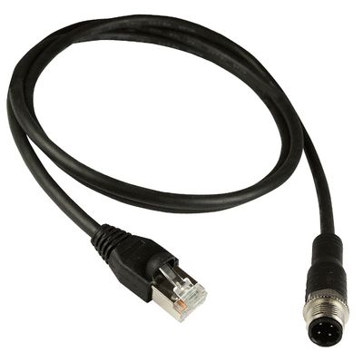 کابل اترنت صنعتی M12 To Rj45 Gigabit Cat5e Cat6 رنگ مشکی