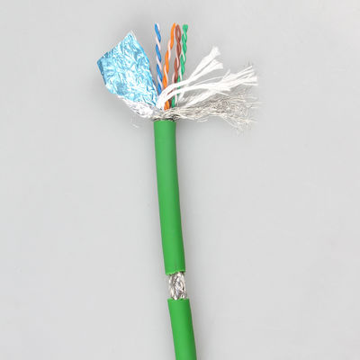 کابل اترنت با انعطاف پذیری بالا Cat 5e SFTP AWG26 PVC سبز RJ45 برای کاربردهای صنعتی